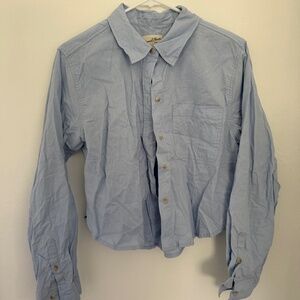 Cropped Blue Button Up Shirt